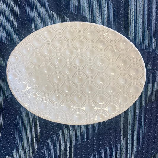 Mudgirls Studio - Wave Dot Oval Platter white