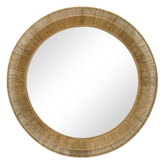 Selamat Collins Coastal Beach Natural Brown Woven Jute Round Wall Mirror - Small